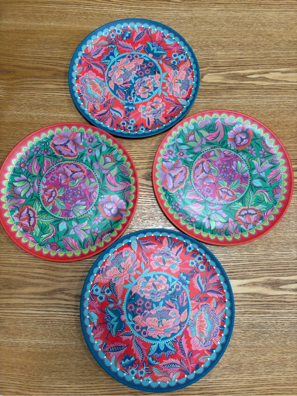 Anthropologie Alexandra Farmer The Flock Melamine Dinner Plate 10” Set of 4|